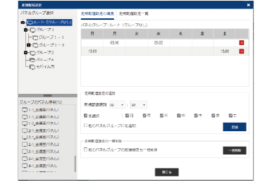 コンテンツ用のファイルを管理画面で一括管理、ディスプレイごとの表示設定や配信スケジュール管理が可能